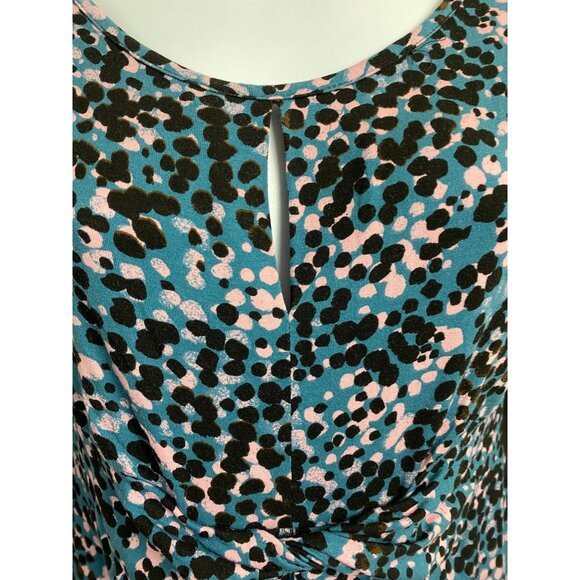 Seraphine Blue Abstract Maternity Dress Women Size 4 3/4 Sleeve Jersey Stretch - Picture 11 of 16